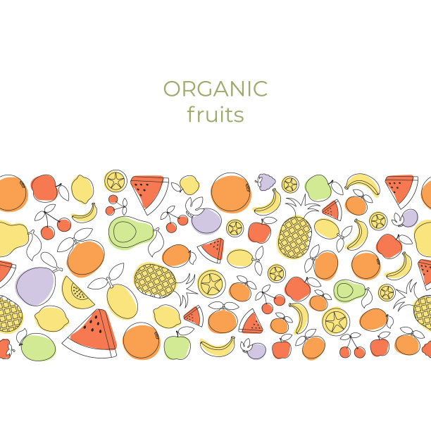 背景与卡通水果图标。图片下载