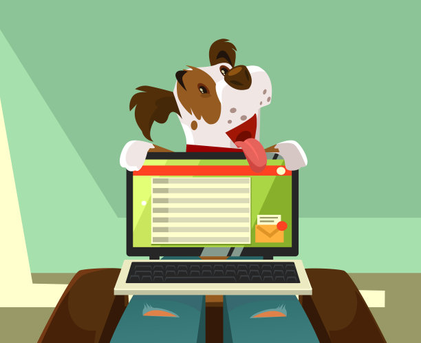 快乐微笑的狗性格试图让主人注意自己。动物友谊概念矢量卡通插图图片下载