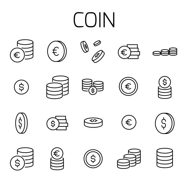 硬币相关矢量图标合集图片下载