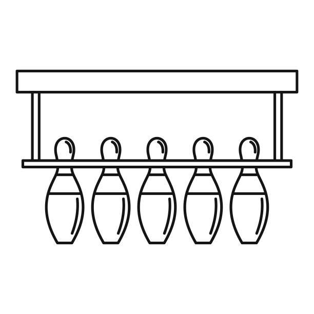 保龄球瓶准备图标，轮廓风格图片下载