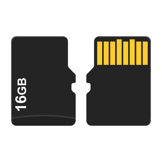 Micro SD卡从两侧隔离在白色背景上。矢量图图片下载