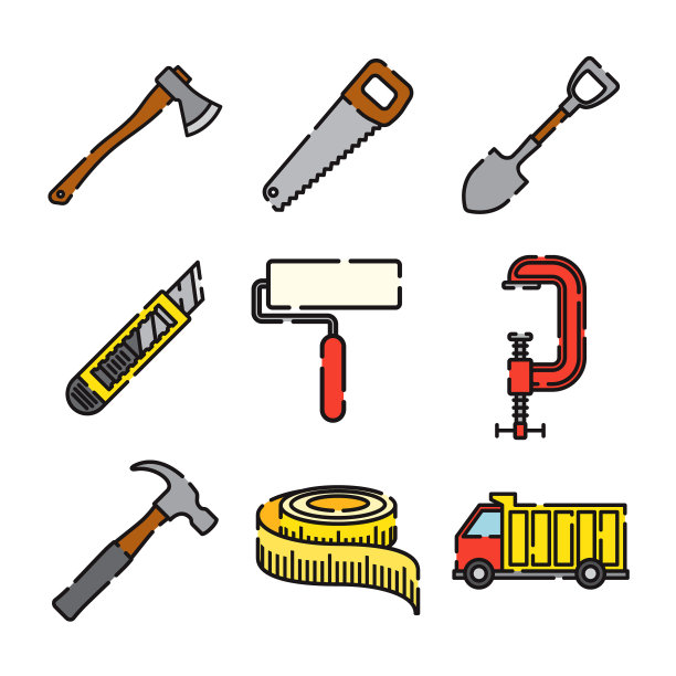 家居改善细线图标设置图片下载