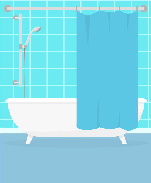 矢量插图。平面设计。浴室家具。浴室内。图片下载