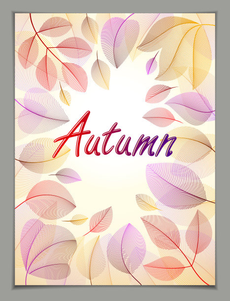 秋天的叶子垂直背景，自然秋天的模板设计横幅，票，传单，卡片，海报与红色和黄色的花卉元素。销售，广告海报，小册子或传单设计。图片下载