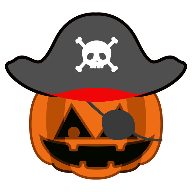孤立的幽灵南瓜与海盗服装图片下载
