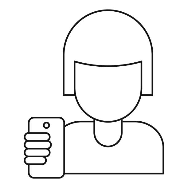 女人自拍图标，轮廓造型图片下载