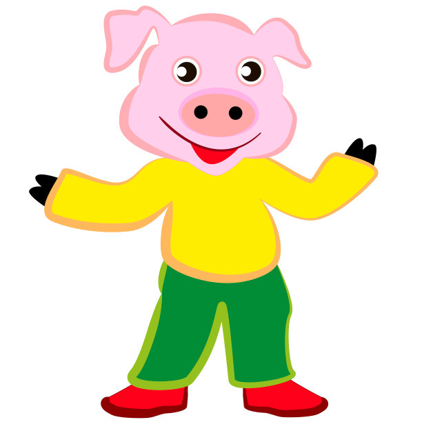 可爱的卡通猪。图片下载
