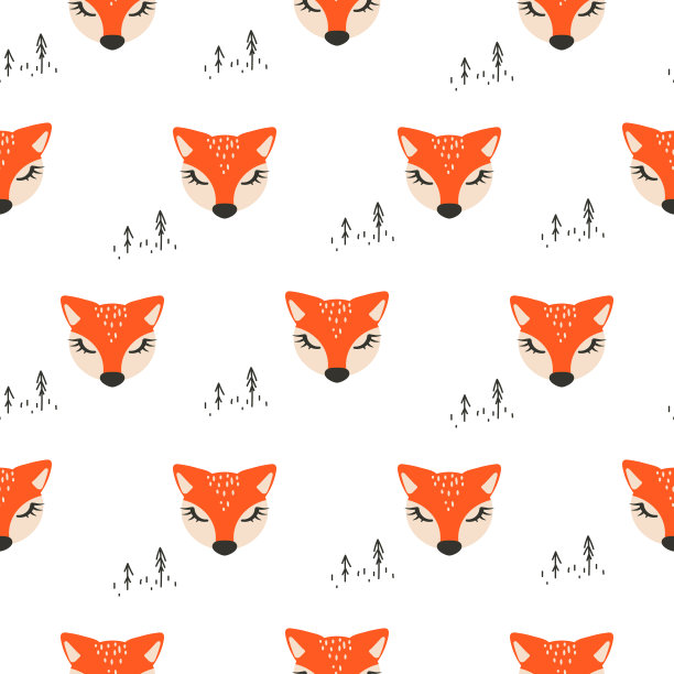 无缝图案与可爱的狐狸白色斯堪的纳维亚风格的背景图片下载