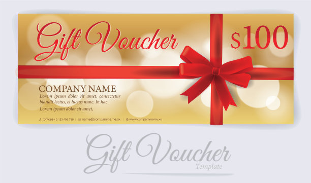 有红丝带和蝴蝶结的礼券图片下载