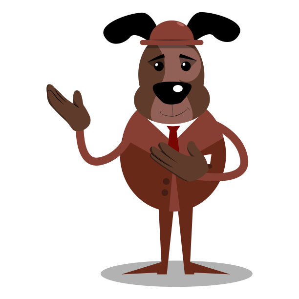 商业狗用双手展示某样东西。图片下载