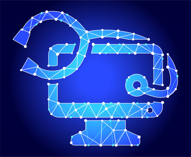 计算机和健康蓝色三角形节点向量模式图片下载