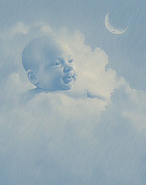 刚出生的女婴在云中休息图片下载