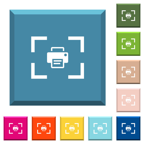 相机打印图像白色图标上的边缘方形按钮图片下载