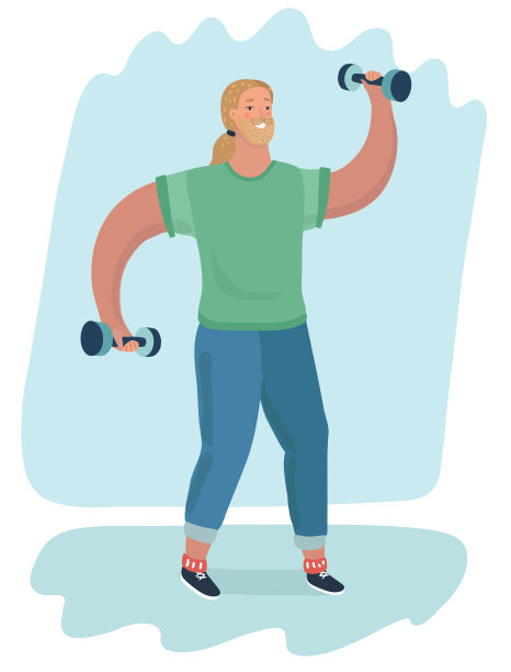 一个男人正在用哑铃训练。图片下载