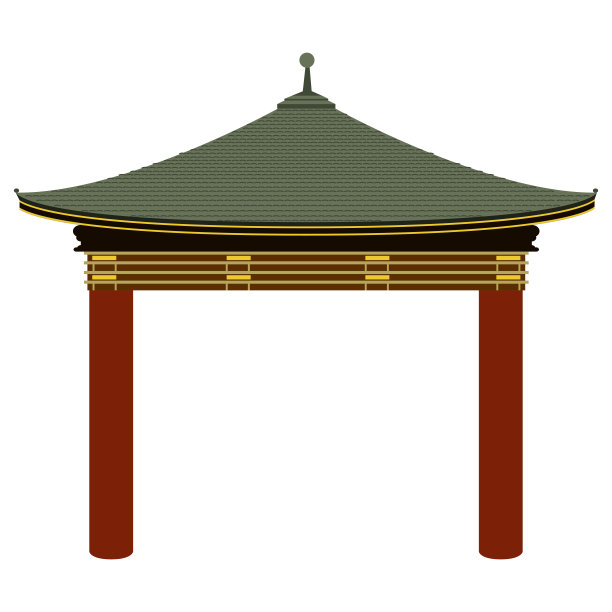 孤立的彩色亚洲建筑图标图片下载