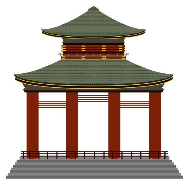 孤立的彩色亚洲建筑图标图片下载