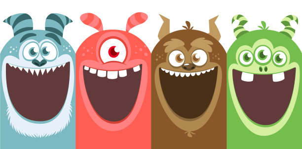 万圣节的大卡通怪物。包装设计图片下载