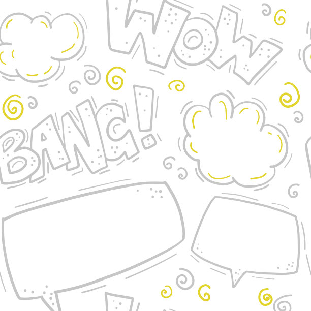 矢量无缝模式与漫画字母，语音气泡，文本框，烟在手绘风格。图片下载