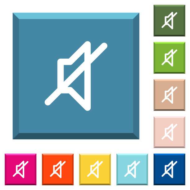 静音方形按钮上的白色图标图片下载