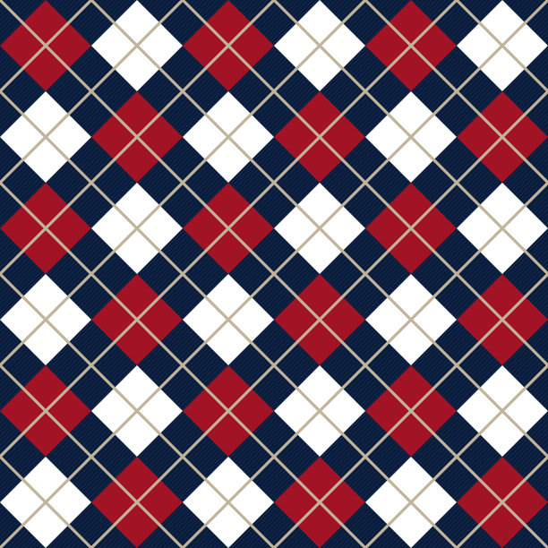 蓝色和红色菱形斜纹无缝纺织图案图片下载