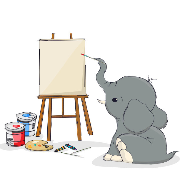 大象和画架图片下载