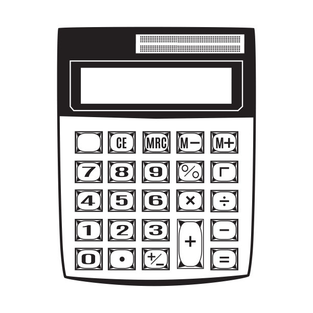 电子黑色计算器矢量插图图片下载