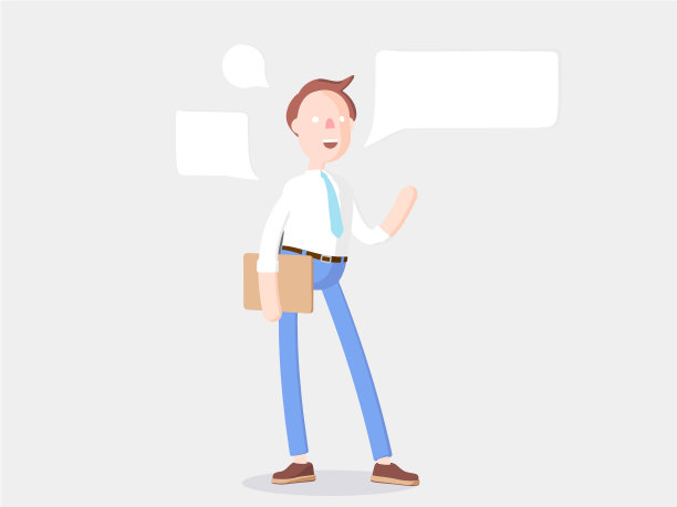 矢量插图。商人吉米与泡沫谈话。图片下载