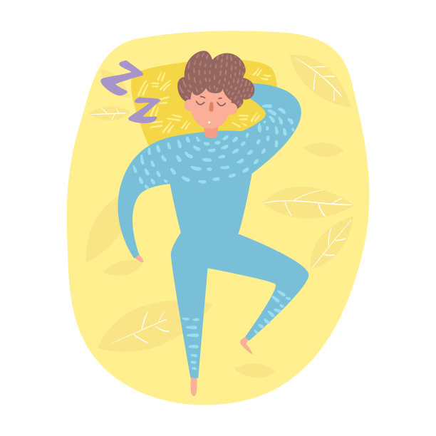 在床上睡觉的男人矢量图。卡通。白色背景上的独立艺术图片下载