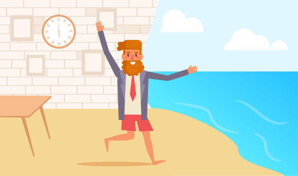 假期。从办公室到大海。概念向量。卡通。孤立的艺术图片下载