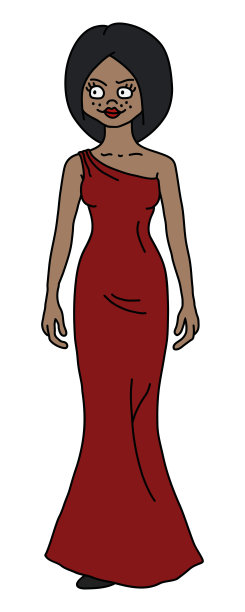 穿红裙子的滑稽女人图片下载