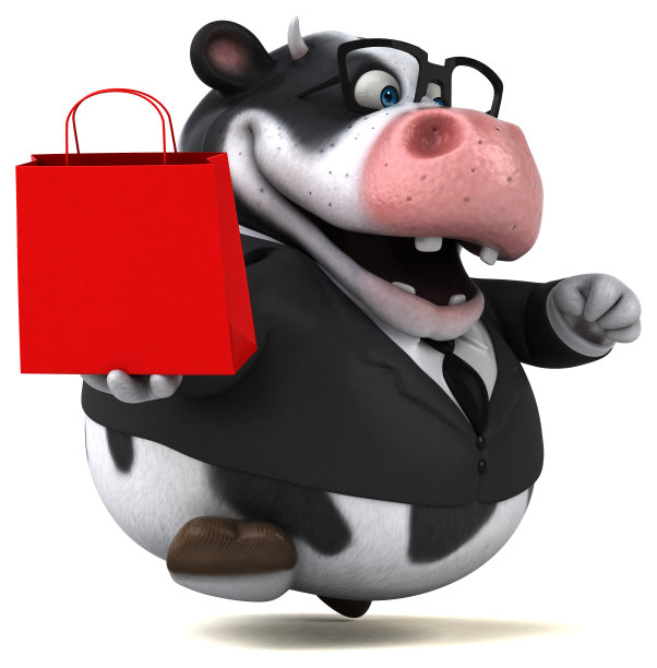 有趣的牛- 3D插图图片下载