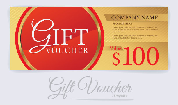 礼品券模板与黄金背景图片下载