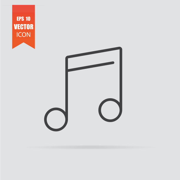 音乐图标在单一风格孤立在灰色背景。图片下载