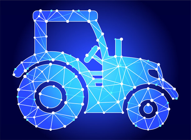 拖拉机蓝色三角形节点向量模式图片下载