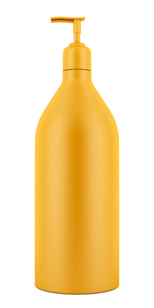 空白橙色泵分配器瓶孤立在白色背景图片下载