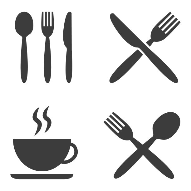 一组咖啡馆图标在白色的背景。图片下载