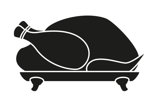 黑白烤火鸡剪影图片下载