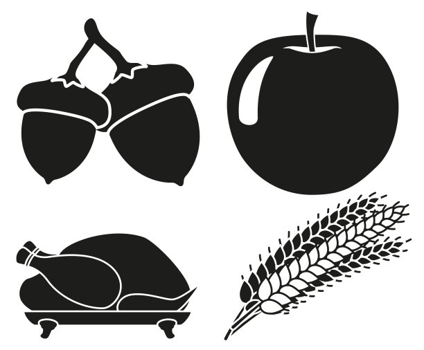 4黑色和白色收割剪影元素集图片下载