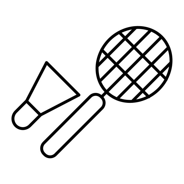 羽毛球细线图标。球拍和羽毛球矢量插图孤立在白色。运动轮廓风格设计，专为网页和应用设计。Eps 10。图片下载