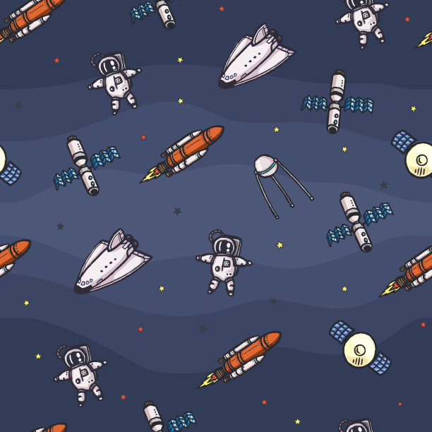 手绘天文涂鸦无缝图案。图片下载