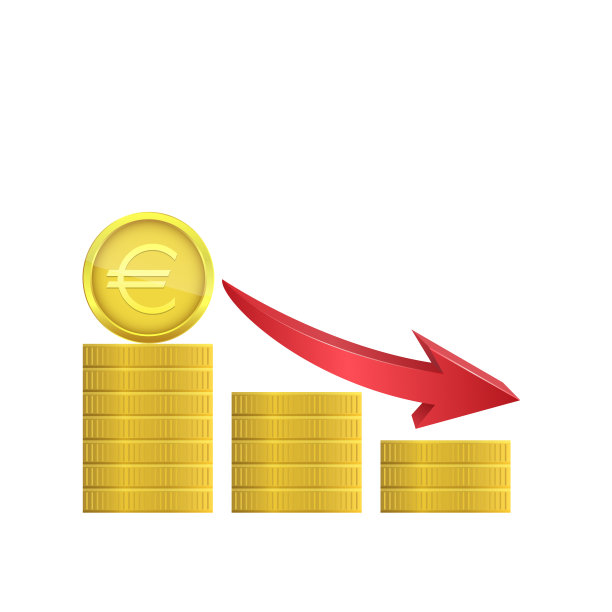 带有红色箭头的欧元硬币图片下载