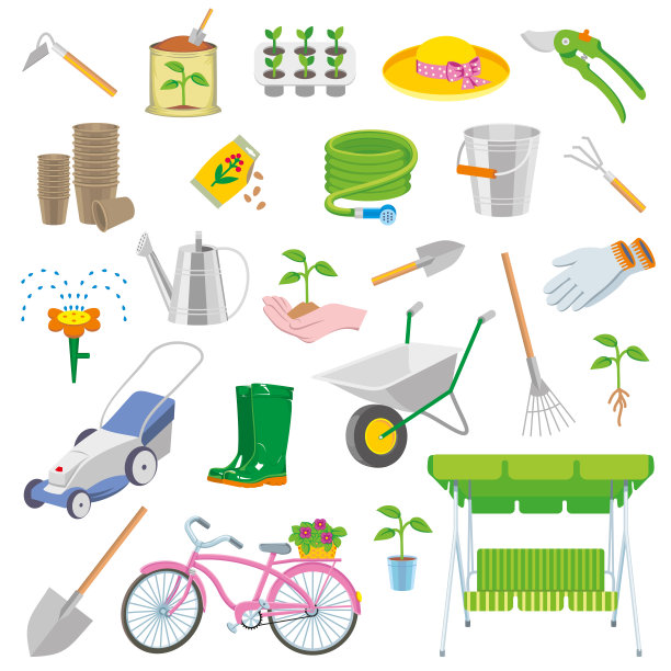 一套多彩的园艺图标图片下载