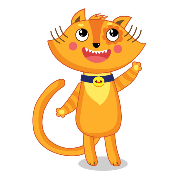 有趣的快乐猫矢量插图孤立在白色。图片下载