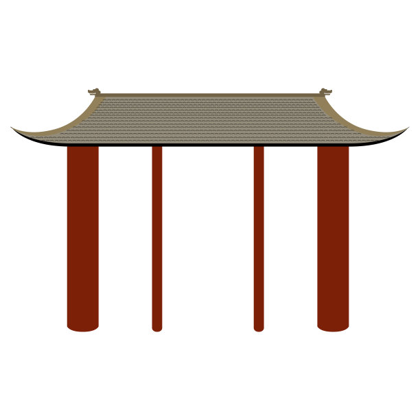 孤立的彩色亚洲建筑图标图片下载