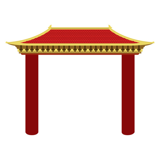 孤立的彩色亚洲建筑图标图片下载
