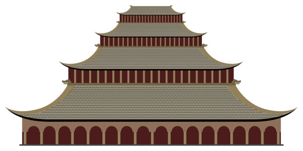 彩色亚洲建筑图标图片下载