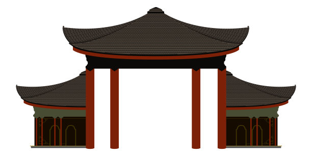 孤立的彩色亚洲建筑图标图片下载