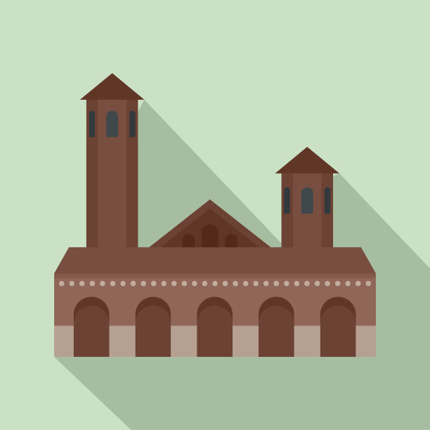 老建筑图标，平面风格图片下载