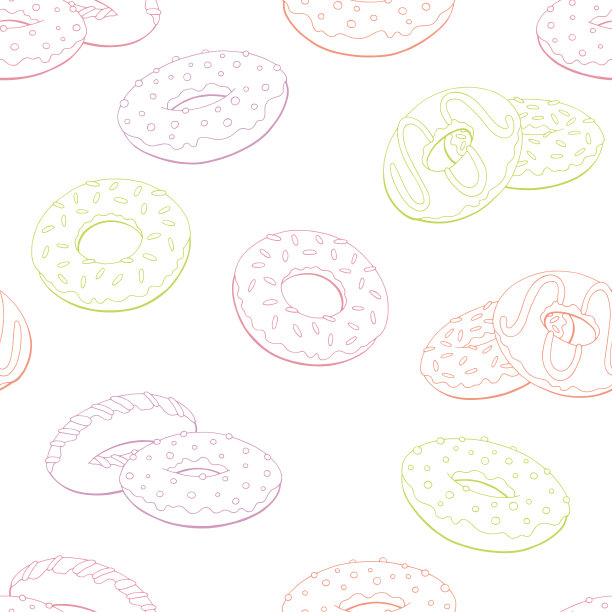甜甜圈图形颜色无缝模式背景草图插图矢量图片下载