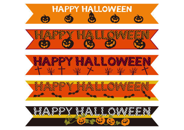 万圣节的材料收集。收获节的材料。万圣节带横幅。图片下载